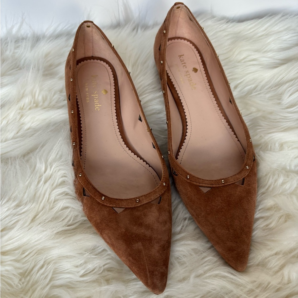 Kate Spade Tan Suede Studded Heels